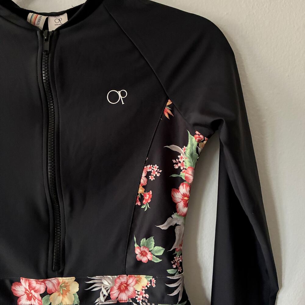 OP Ocean Pacific Floral Surf Suit One Piece Swimsuit Long Sleeve Women's L NWT - Picture 2 of 11